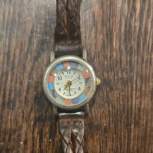 Vintage Kathy Ireland Style Brown Leather Strap Watch
